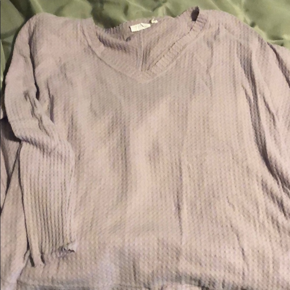 Purple long sleeve waffle top